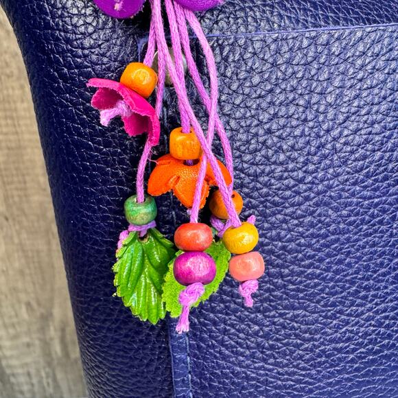 Leather Flower Purse Charm Genuine Leather Bag Charm NEW FAST SHIP - Picture 4 of 8